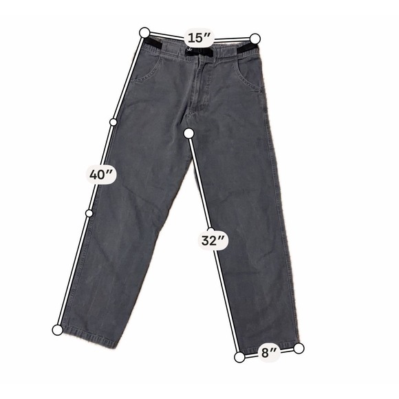 Vintage Prana Pants Mens Small Belted Climbing Gray Canvas USA Made Gorpcore - Picture 9 of 9